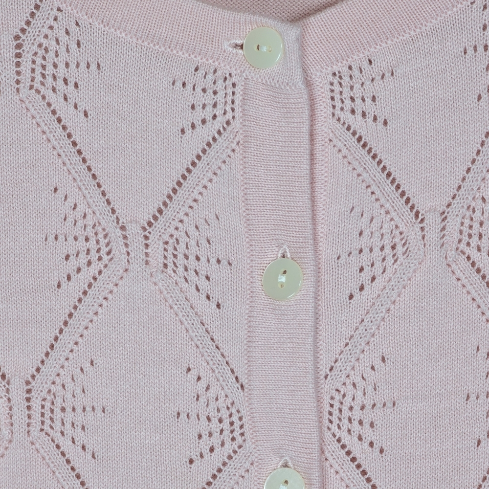 Talbots Women's Pointelle Pima Cotton Button Up Cardigan Sweater Pink 1X New - Picture 7 of 10